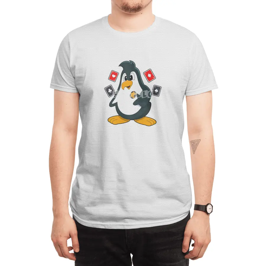 Penguin at Poker with Poker cards Spor T-Shirt