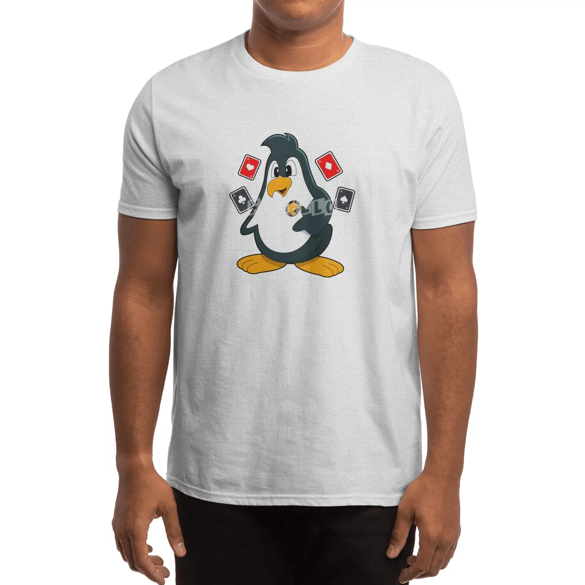 Penguin at Poker with Poker cards Spor T-Shirt