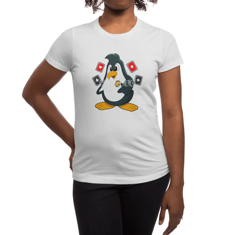 Penguin at Poker with Poker cards Spor T-Shirt