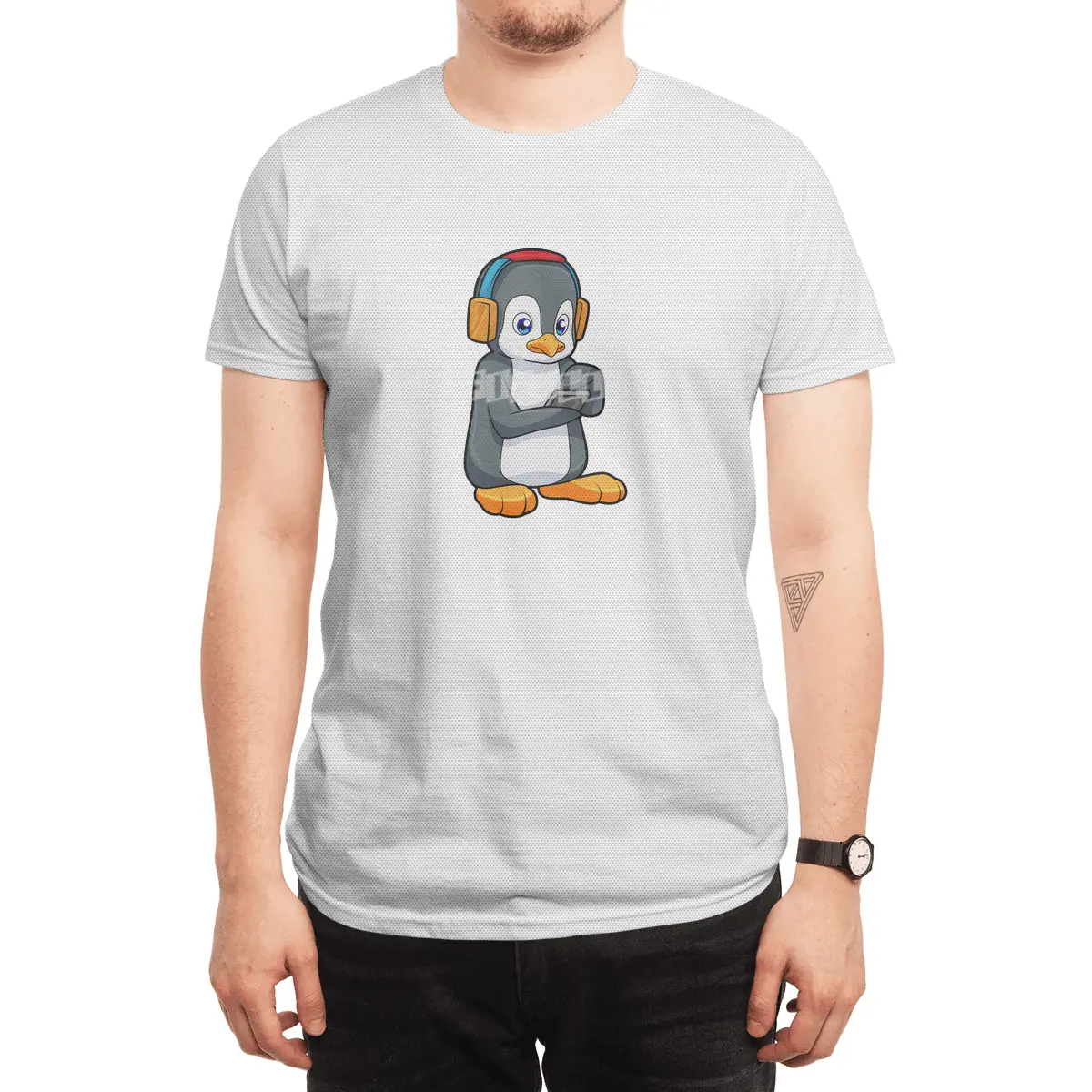 Penguin Music Headphone Spor T-Shirt