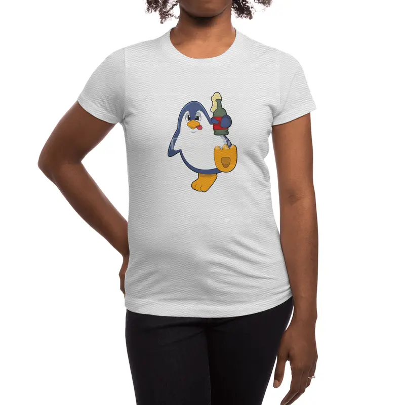 Penguin with Bottle of Beer Spor T-Shirt