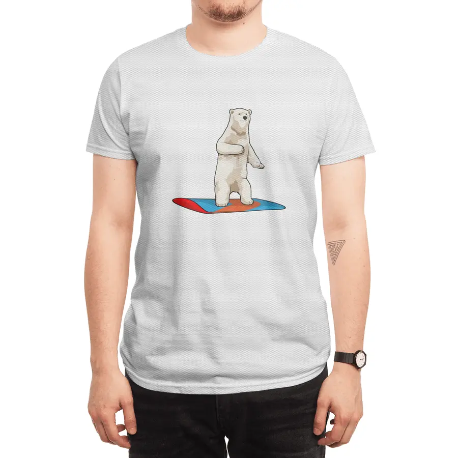 Polar bear as Snowboarder with Snowboard Spor T-Shirt