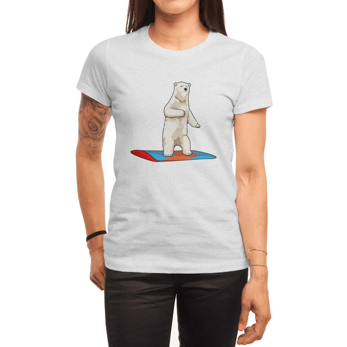 Polar bear as Snowboarder with Snowboard Spor T-Shirt
