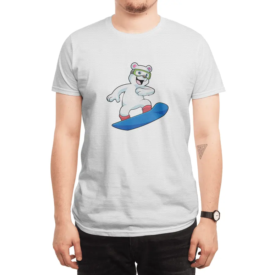 Polar bear as Snowboarder with Snowboard Spor T-Shirt