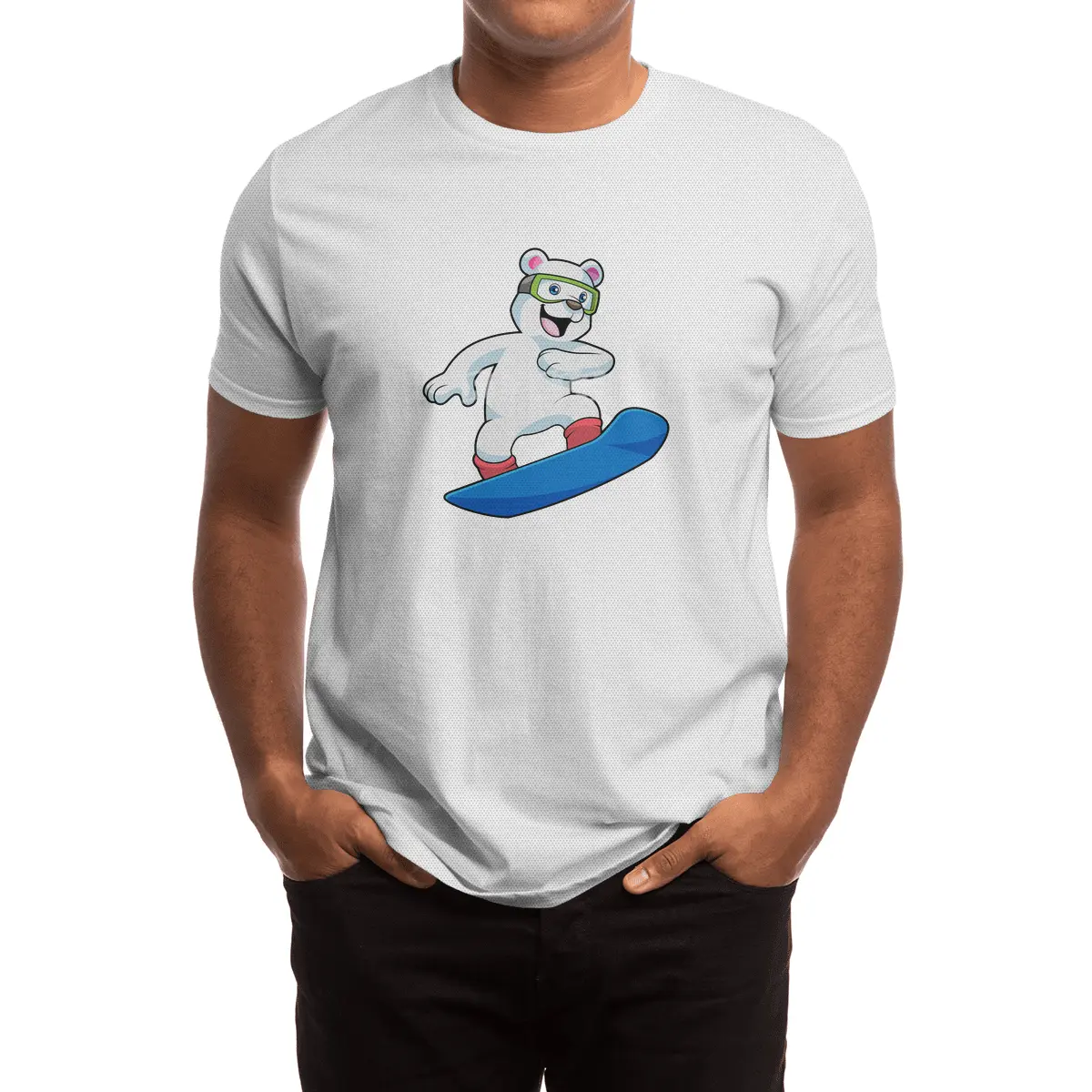 Polar bear as Snowboarder with Snowboard Spor T-Shirt