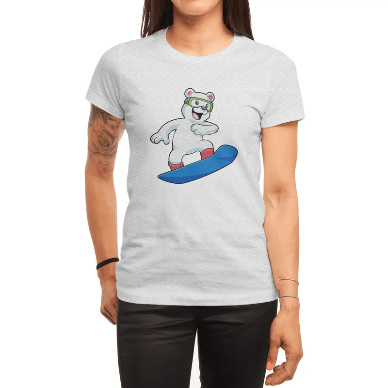 Polar bear as Snowboarder with Snowboard Spor T-Shirt