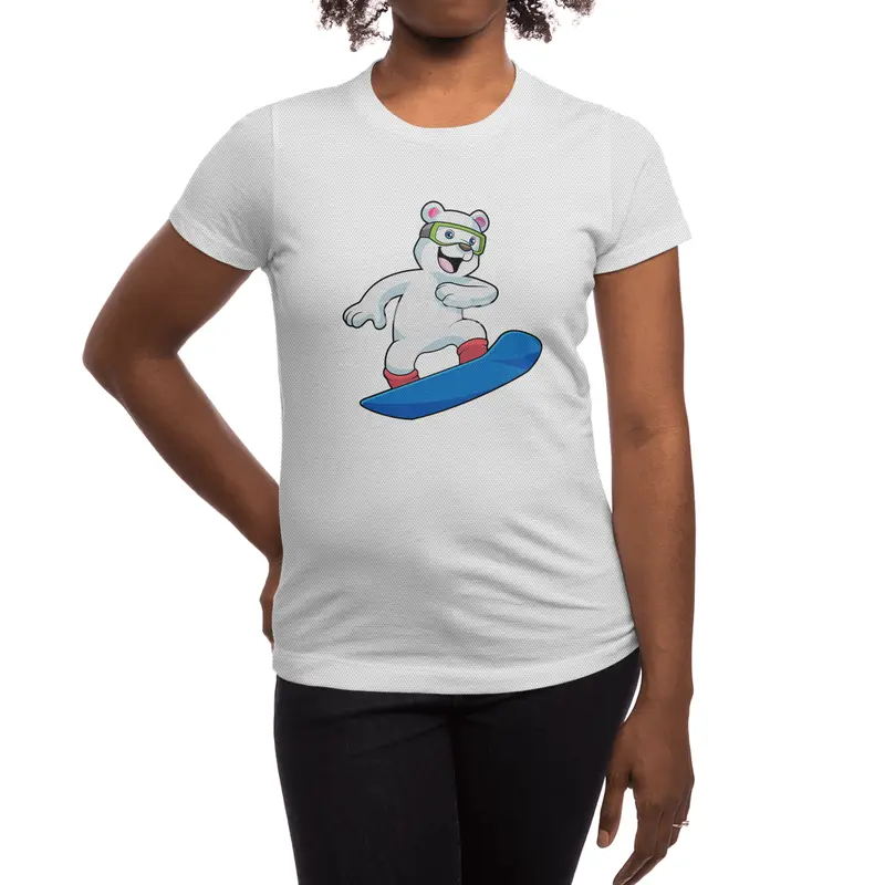Polar bear as Snowboarder with Snowboard Spor T-Shirt