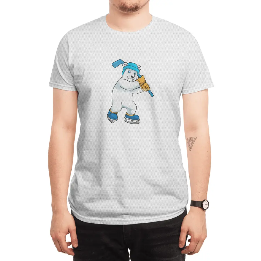 Polar bear at Ice hockey with Ice hockey stick Spor T-Shirt