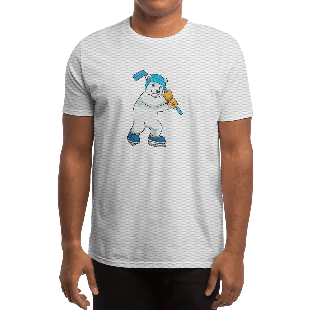 Polar bear at Ice hockey with Ice hockey stick Spor T-Shirt