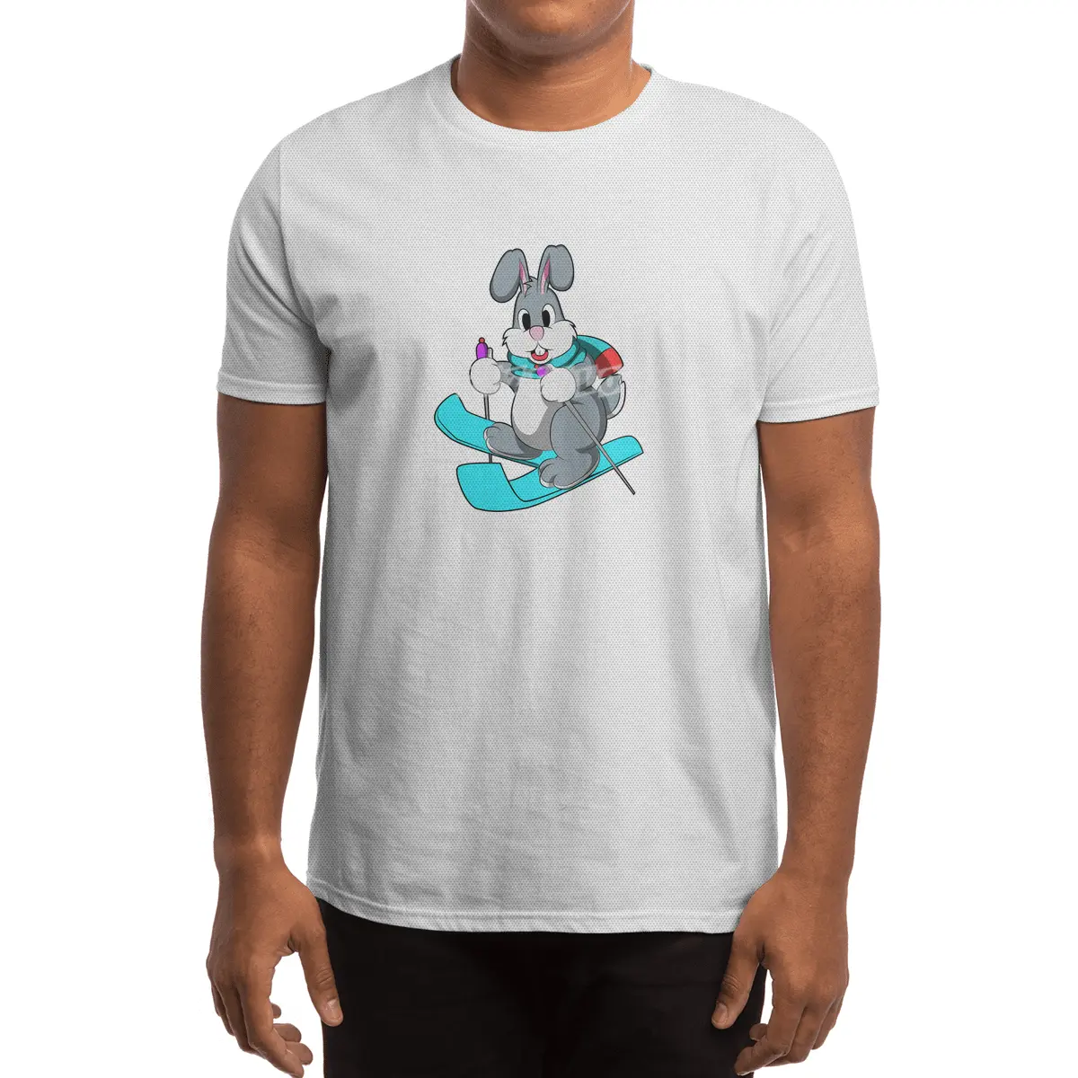 Rabbit as Skier with Skis Spor T-Shirt