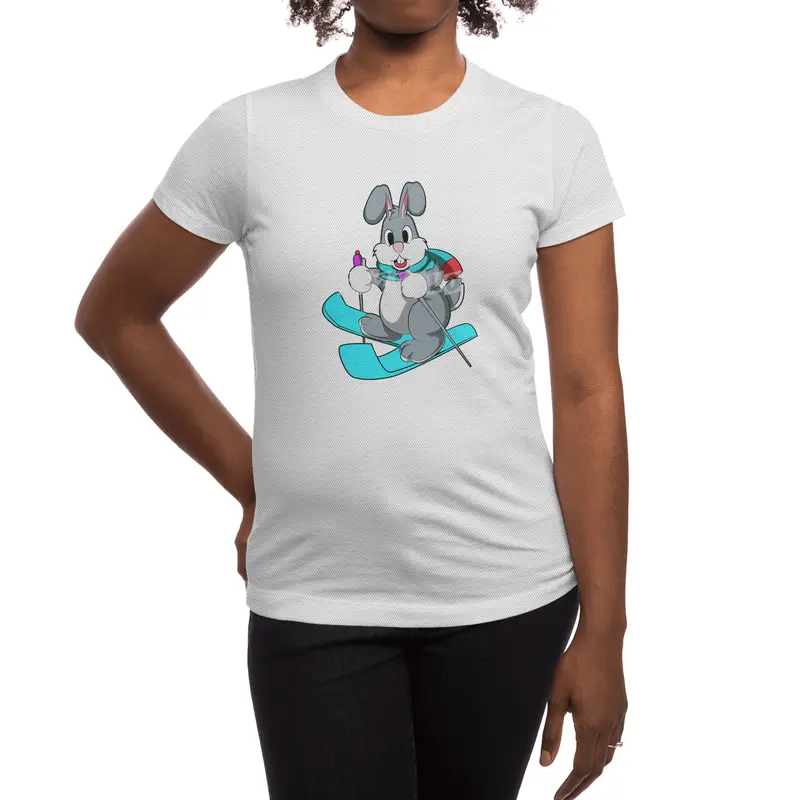 Rabbit as Skier with Skis Spor T-Shirt