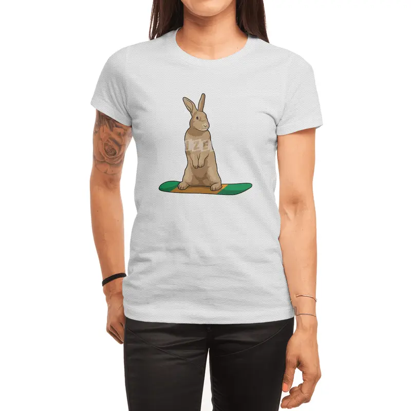 Rabbit as Snowboarder with Snowboard Spor T-Shirt