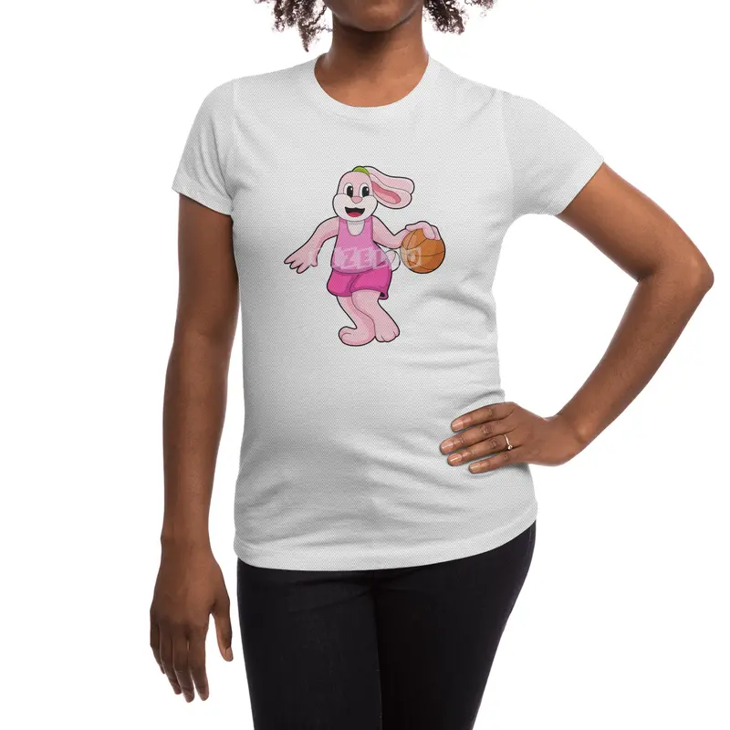 Rabbit at Basketball Sports Spor T-Shirt