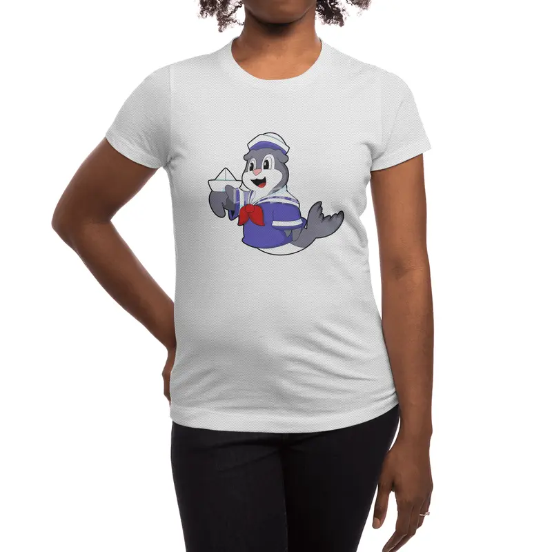 Seal as Sailor with Boat Spor T-Shirt