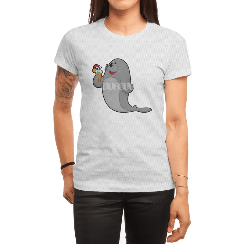 Seal at Drinking with Juice Spor T-Shirt