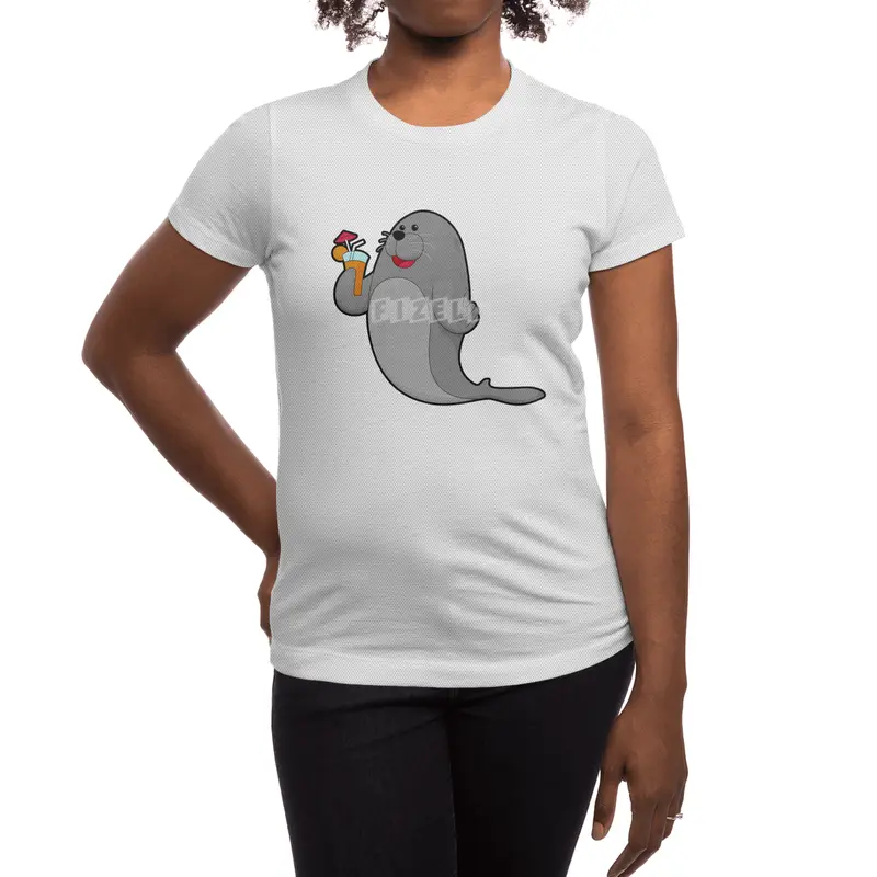 Seal at Drinking with Juice Spor T-Shirt