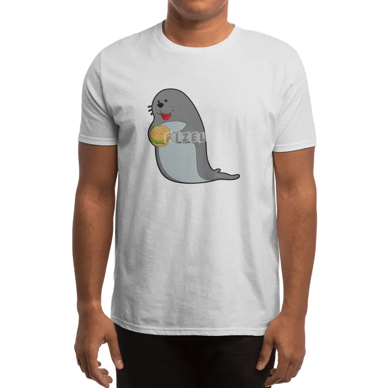 Seal at Eating with Burger Spor T-Shirt