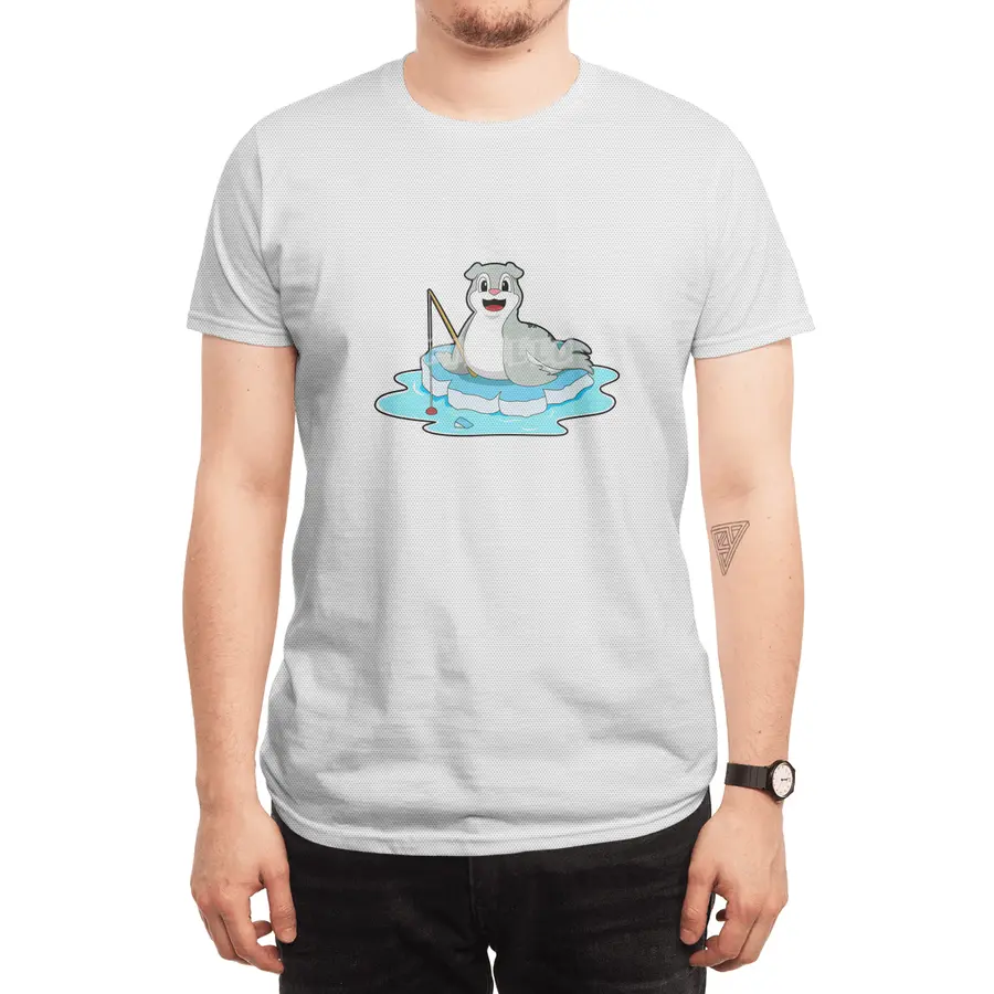 Seal at Fishing with Fishing rod Spor T-Shirt