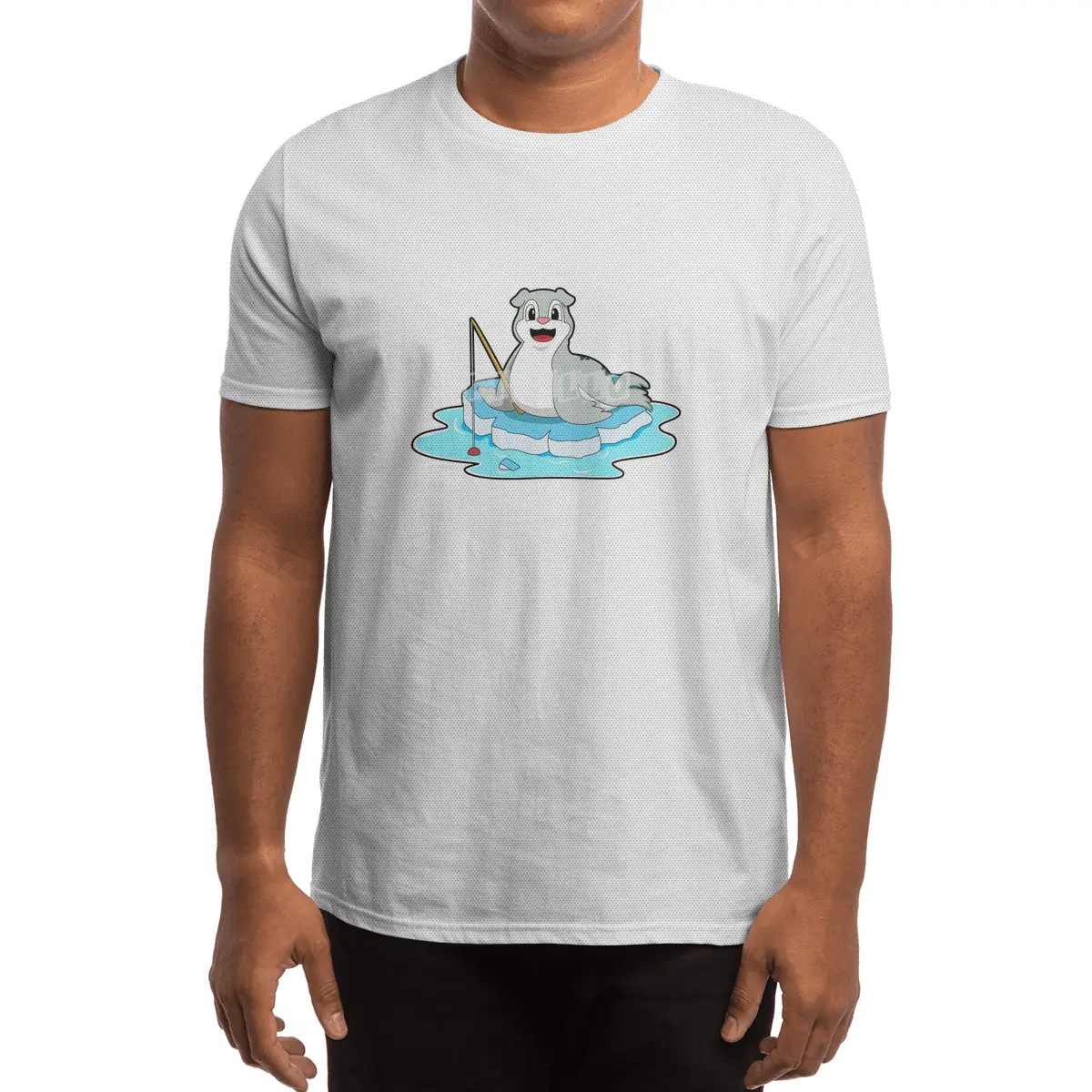 Seal at Fishing with Fishing rod Spor T-Shirt