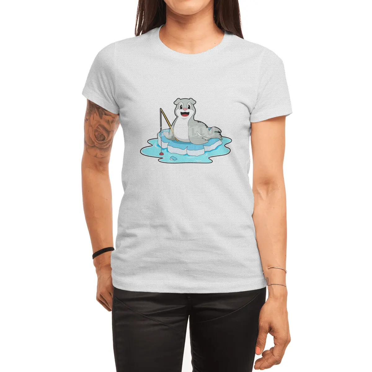 Seal at Fishing with Fishing rod Spor T-Shirt