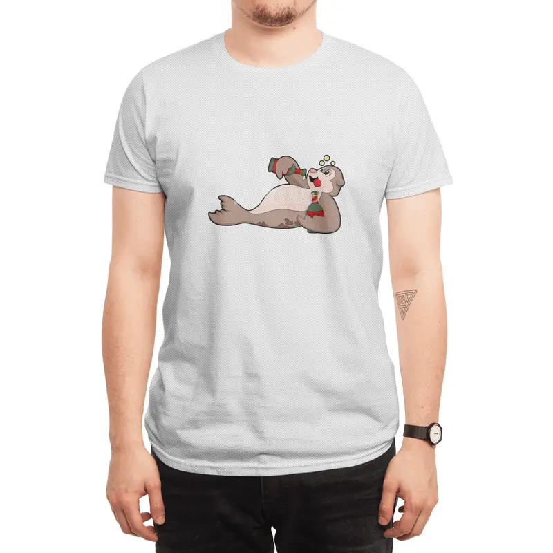 Seal with Bottle of Beer Spor T-Shirt