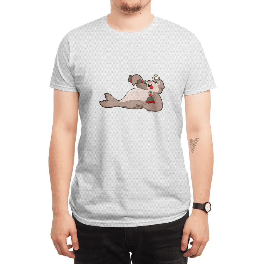 Seal with Bottle of Beer Spor T-Shirt