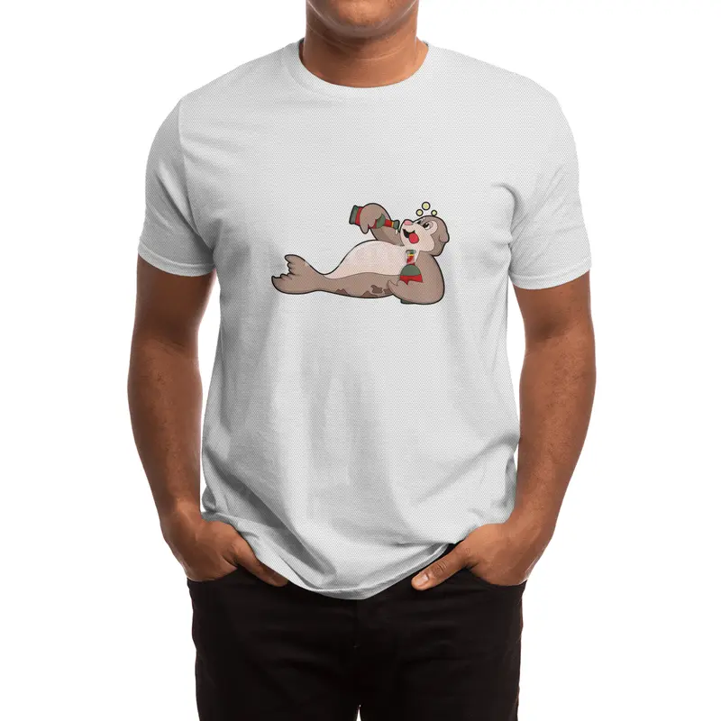 Seal with Bottle of Beer Spor T-Shirt