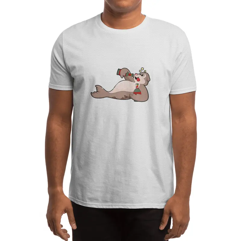 Seal with Bottle of Beer Spor T-Shirt
