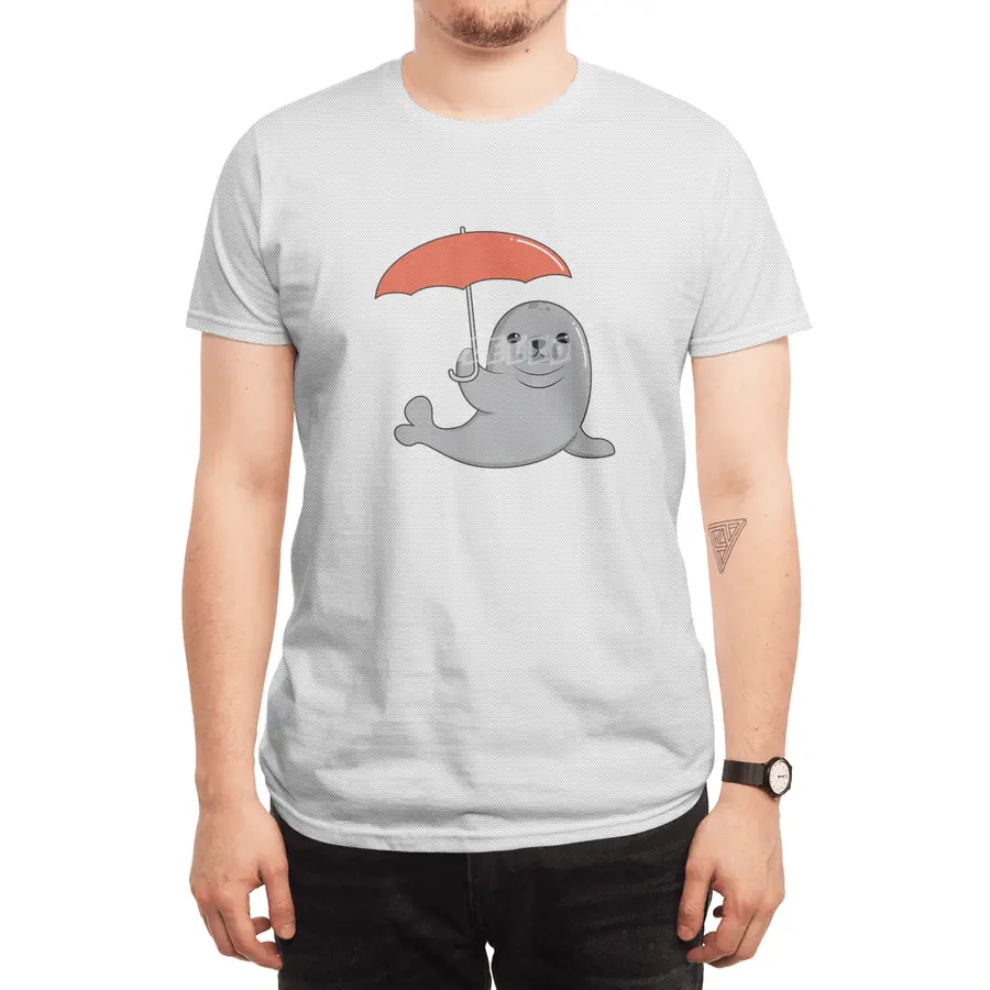 Seal with Umbrella Spor T-Shirt