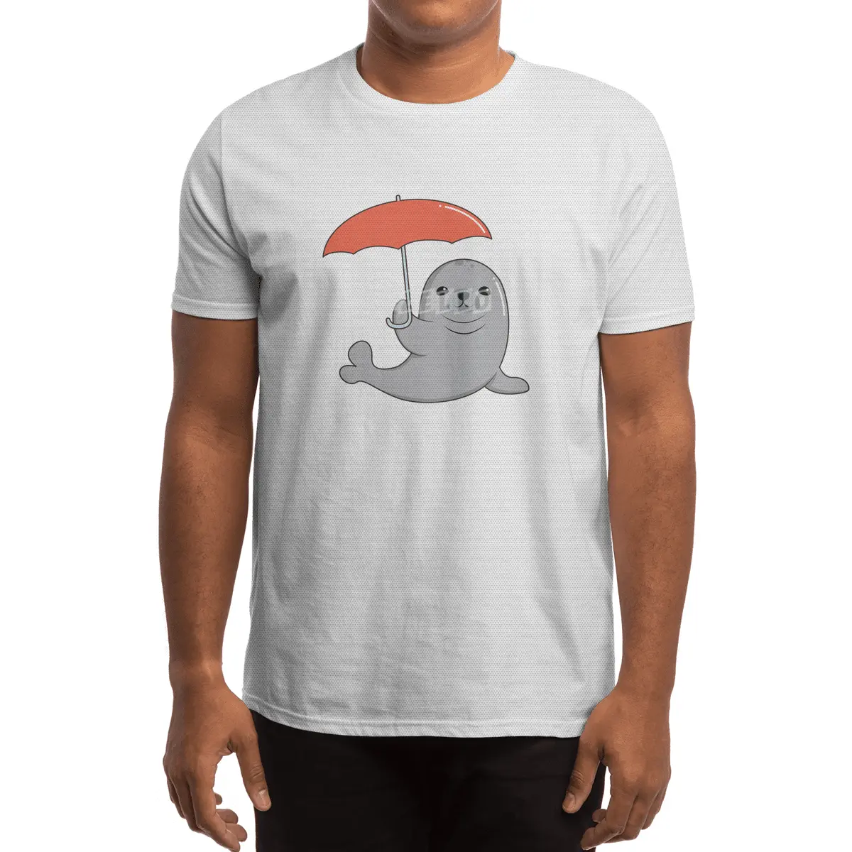 Seal with Umbrella Spor T-Shirt