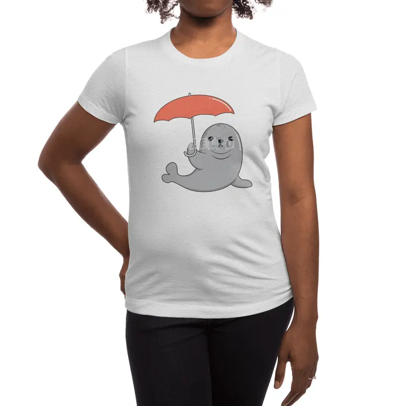 Seal with Umbrella Spor T-Shirt