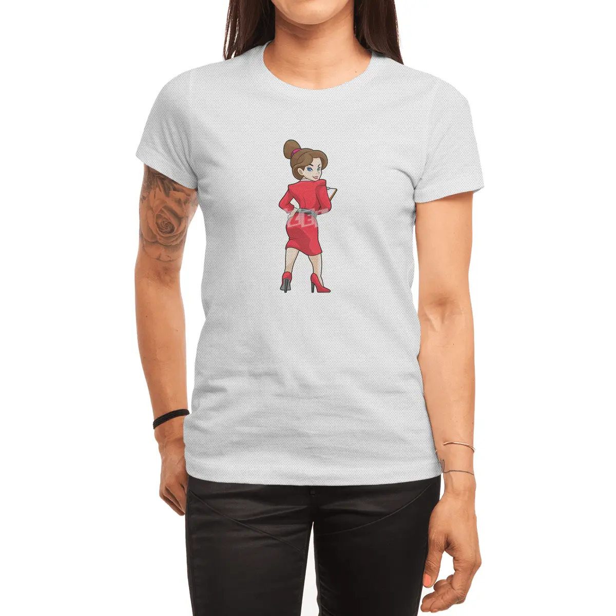 Secretary in Dress with High Heels Spor T-Shirt