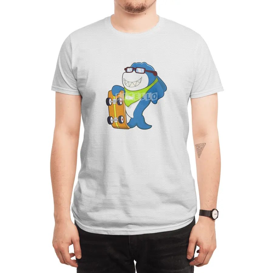Shark as Skater with Skateboard Spor T-Shirt