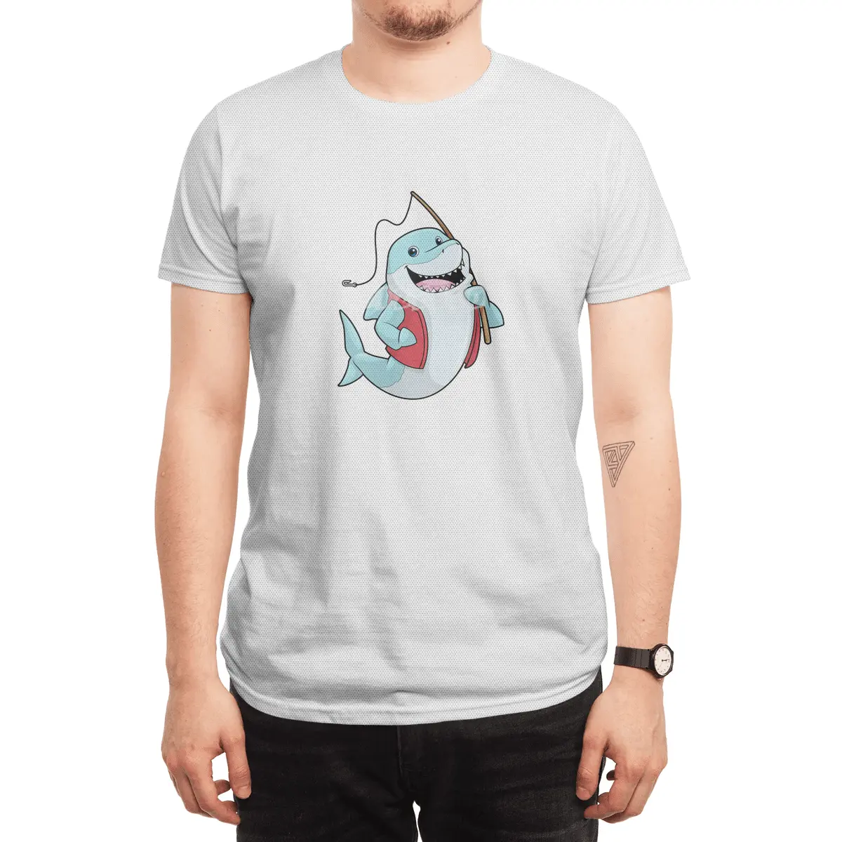 Shark at Fishing with Fishing rod Spor T-Shirt