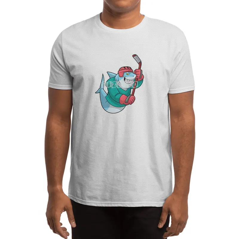 Shark at Ice hockey with Ice hockey stick & Helmet Spor T-Shirt