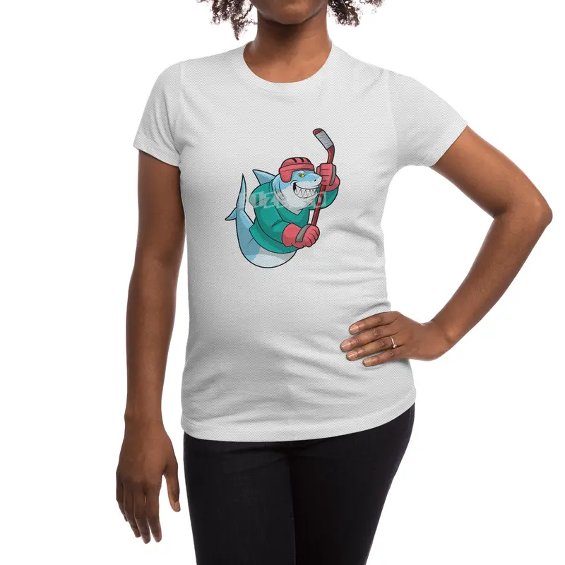 Shark at Ice hockey with Ice hockey stick & Helmet Spor T-Shirt