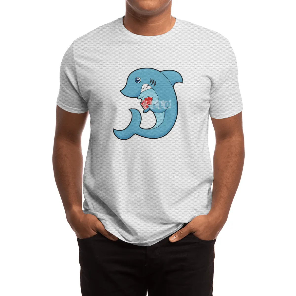 Shark at Poker with Poker cards Spor T-Shirt