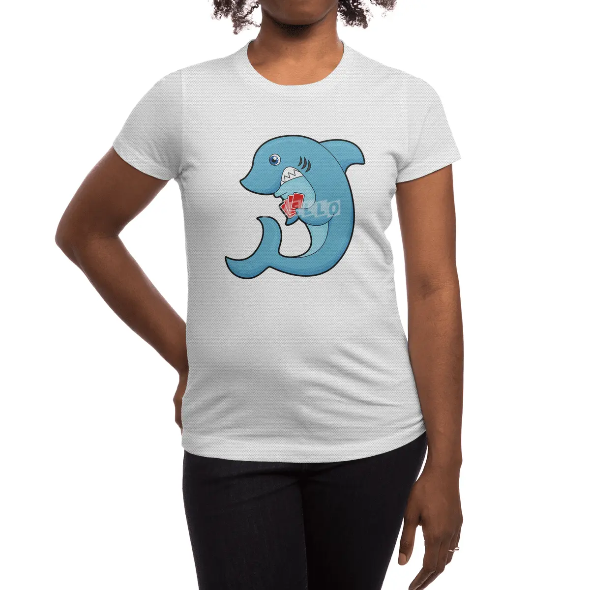 Shark at Poker with Poker cards Spor T-Shirt