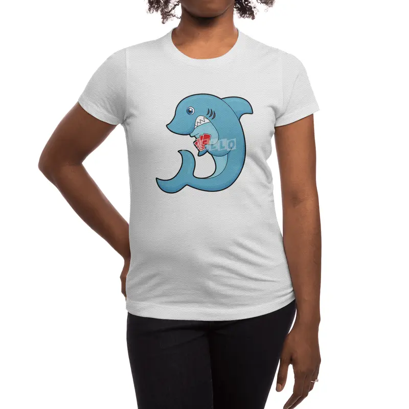 Shark at Poker with Poker cards Spor T-Shirt