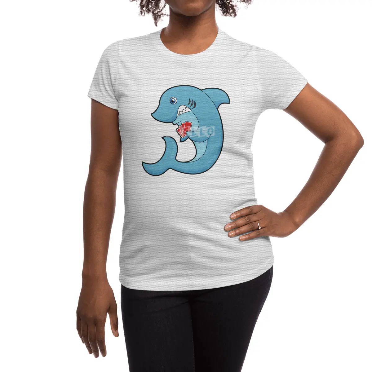 Shark at Poker with Poker cards Spor T-Shirt