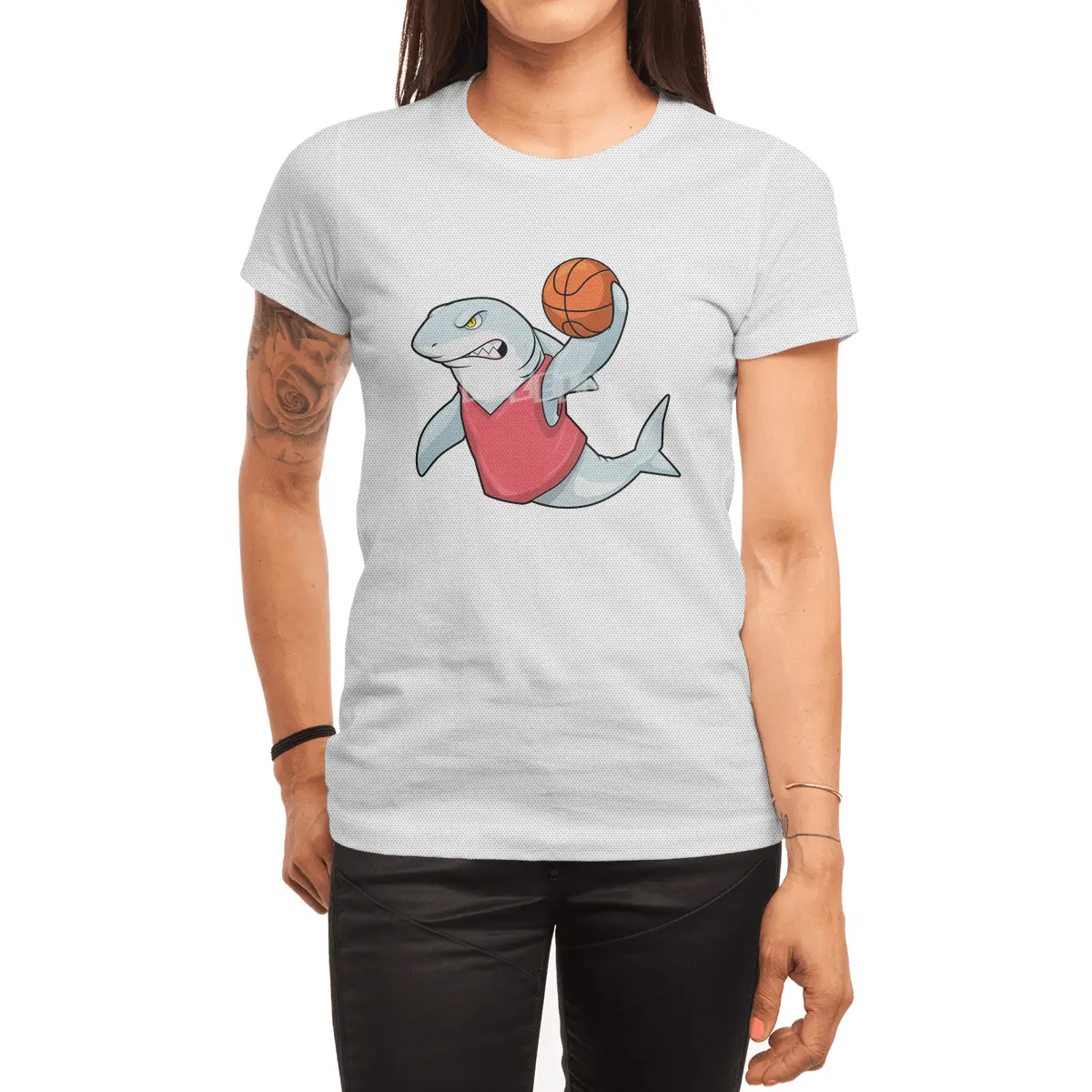 Shark at Sports with Basketball Spor T-Shirt