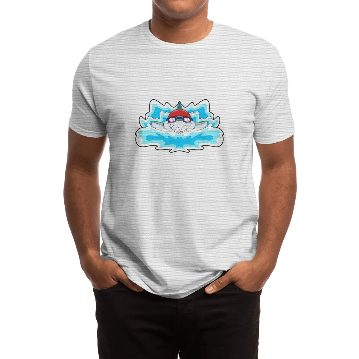 Shark at Swimming with Swimming goggles Spor T-Shirt