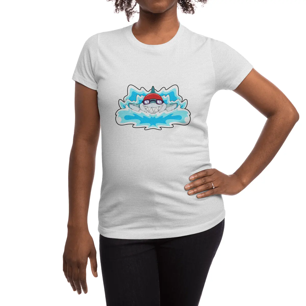 Shark at Swimming with Swimming goggles Spor T-Shirt