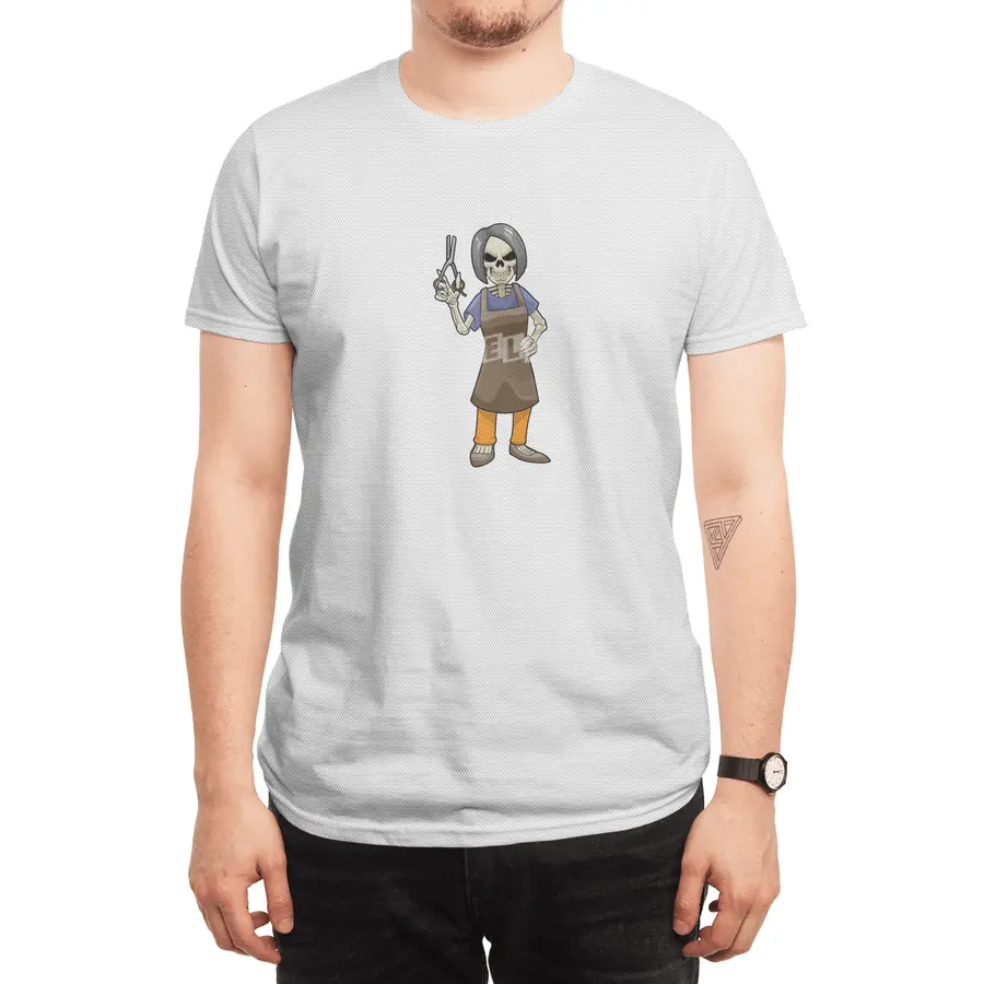 Skeleton as Hairdresser with Scissors Spor T-Shirt