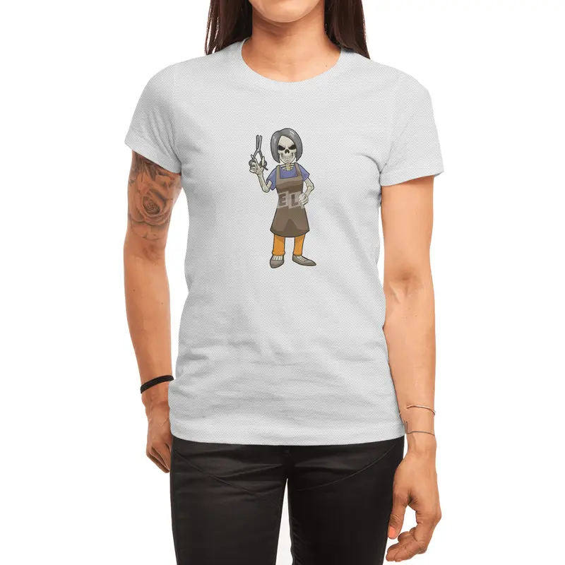 Skeleton as Hairdresser with Scissors Spor T-Shirt