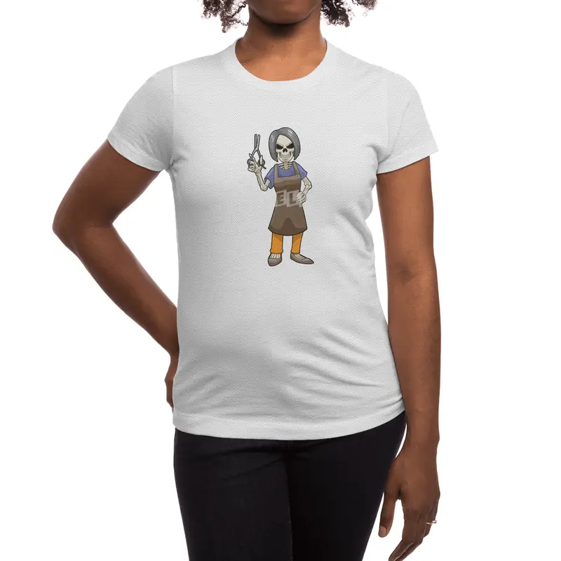 Skeleton as Hairdresser with Scissors Spor T-Shirt