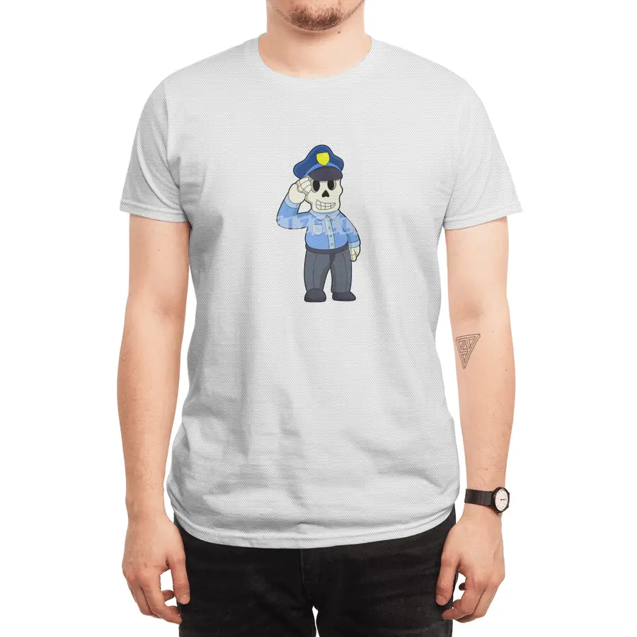 Skeleton as Police officer with Police hat Spor T-Shirt