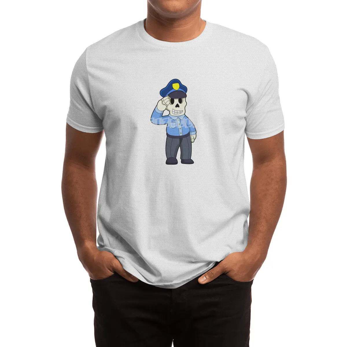 Skeleton as Police officer with Police hat Spor T-Shirt