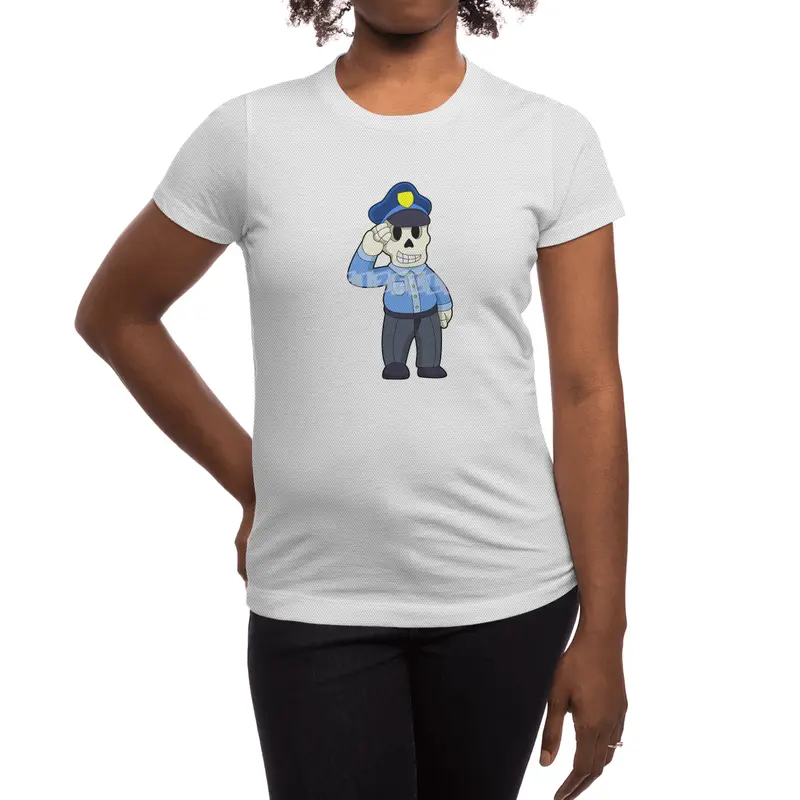 Skeleton as Police officer with Police hat Spor T-Shirt