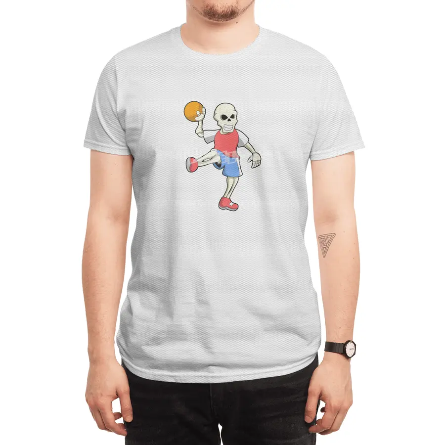 Skeleton at Handball player with Handball Spor T-Shirt